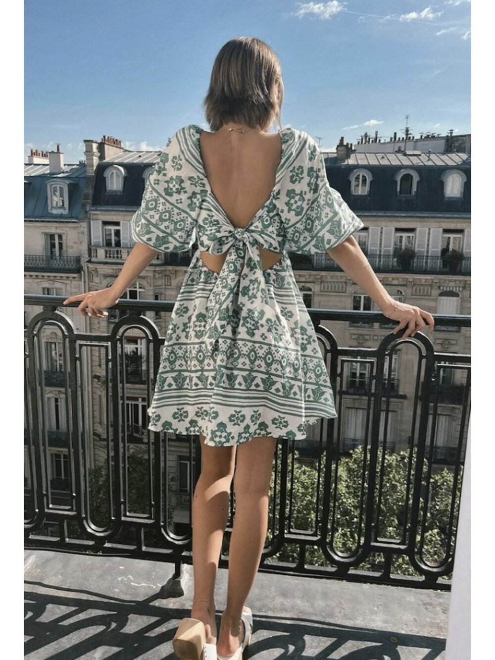 KIVARI Iman Blouson Sleeve Dress in Turquoise Size Small NWT